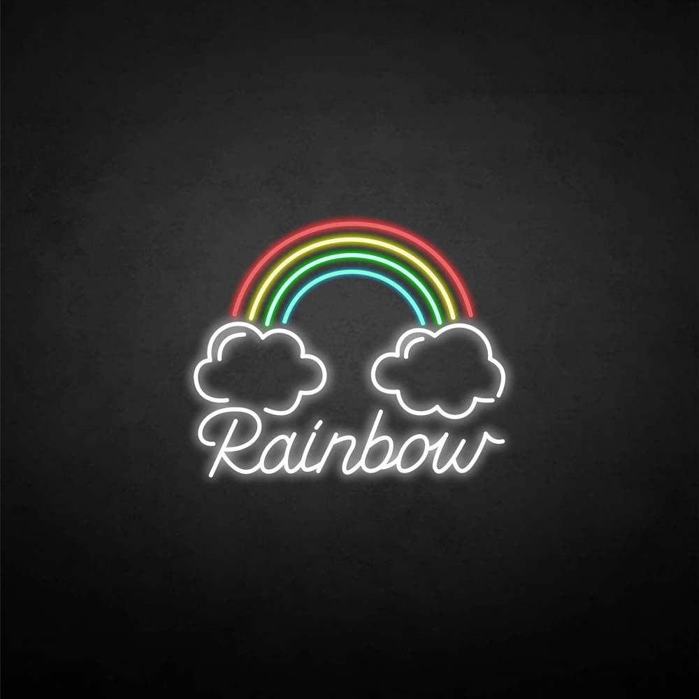 Clouds and rainbows neon sign