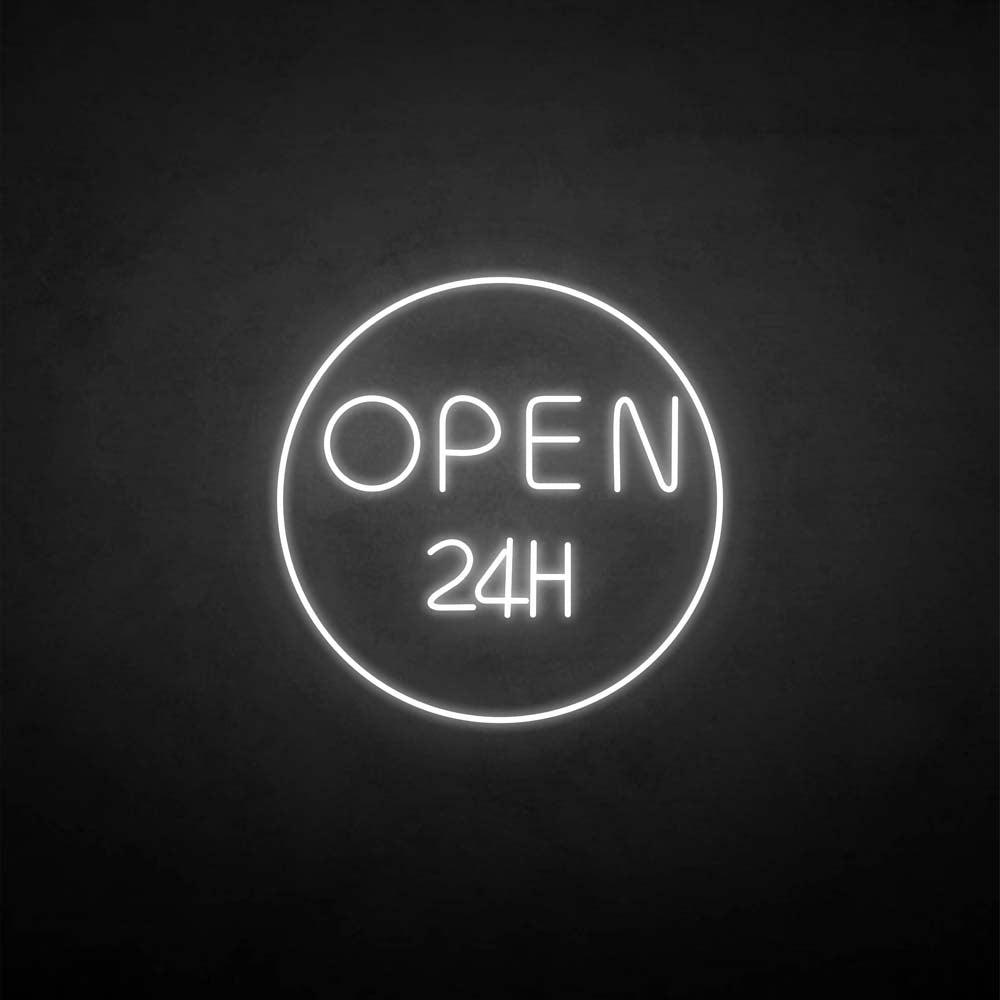OPEN 24H neon sign