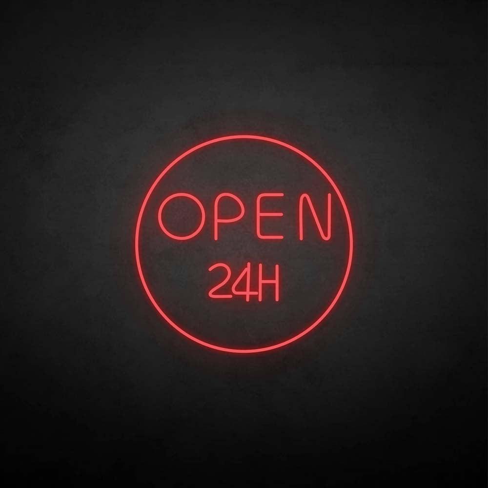 OPEN 24H neon sign