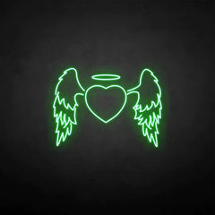 Wings with heart neon sign