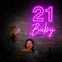 Custom Age 21 Baby Neon Sign Happy Birthday Led Light