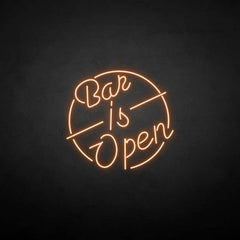 Bar is open neon sign