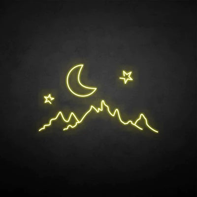 Moon & mountain neon sign
