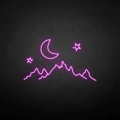 Moon & mountain neon sign