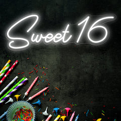 Sweet 16 Neon Sign Happy Birthday Led Light