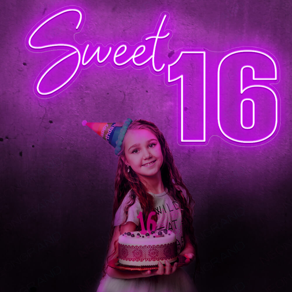 Sweet 16 Neon Sign Happy Birthday Party Led Light