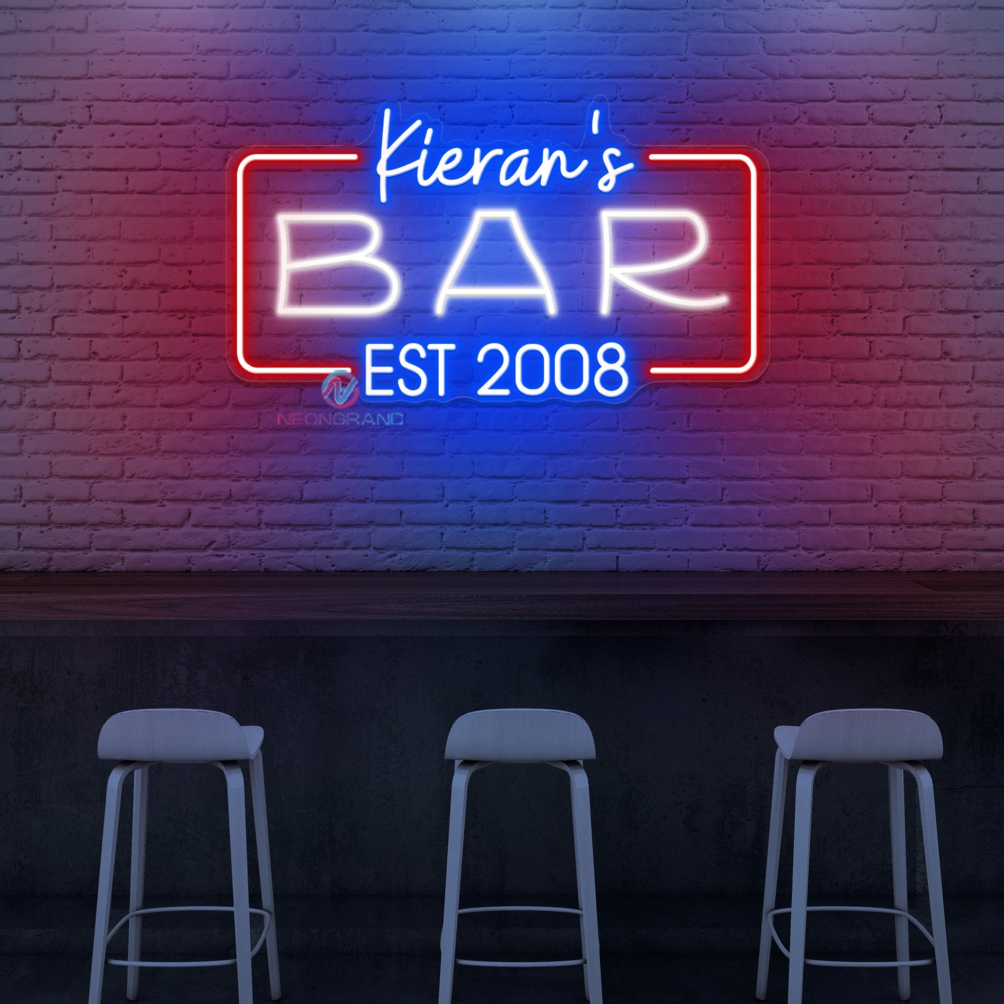 Neon Bar EST Sign Custom Name Led Light
