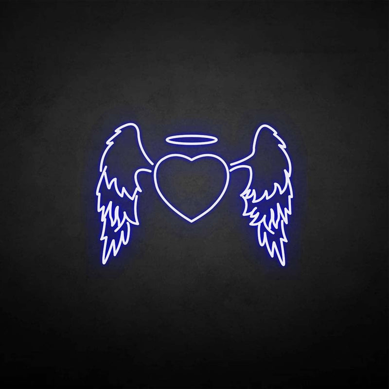 Wings with heart neon sign